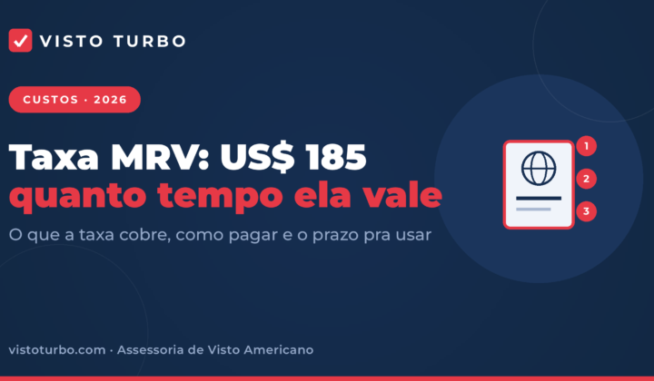 Capa Visto Turbo: a taxa MRV de US$ 185 do visto americano, o que ela cobre e por quanto tempo o pagamento vale