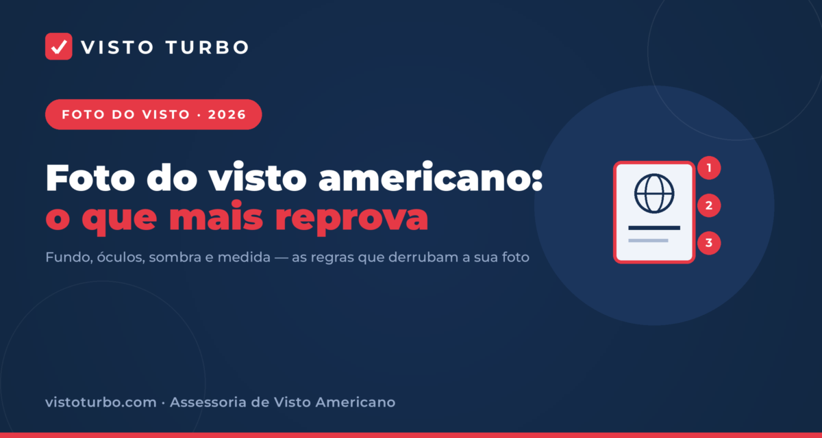 Capa Visto Turbo: as regras da foto do visto americano que mais reprovam — fundo, óculos, sombra e enquadramento