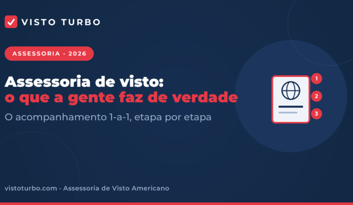 Capa Visto Turbo: como funciona o acompanhamento 1-a-1 da assessoria de visto americano, etapa por etapa