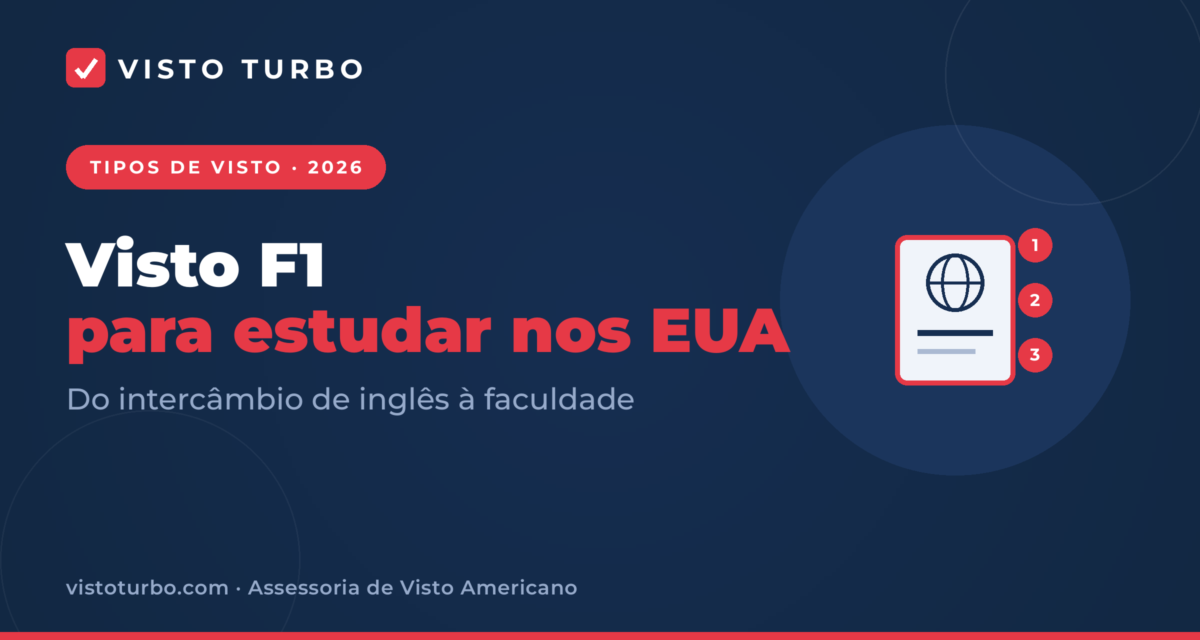 Capa Visto Turbo: visto F1 de estudante, do intercâmbio de inglês à faculdade nos Estados Unidos