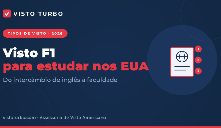 Capa Visto Turbo: visto F1 de estudante, do intercâmbio de inglês à faculdade nos Estados Unidos