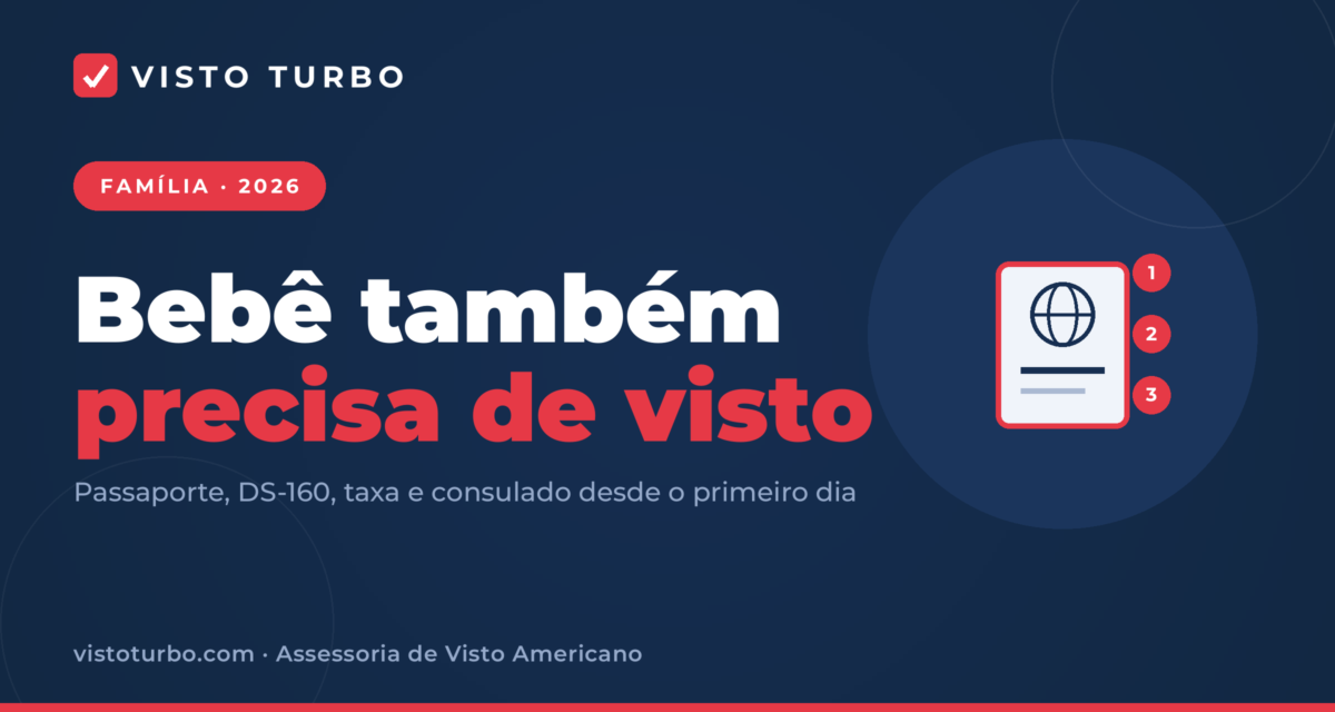 Capa Visto Turbo: bebê também precisa de visto americano, com passaporte, DS-160, taxa e entrevista no consulado