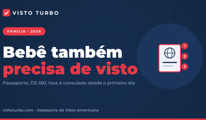 Capa Visto Turbo: bebê também precisa de visto americano, com passaporte, DS-160, taxa e entrevista no consulado