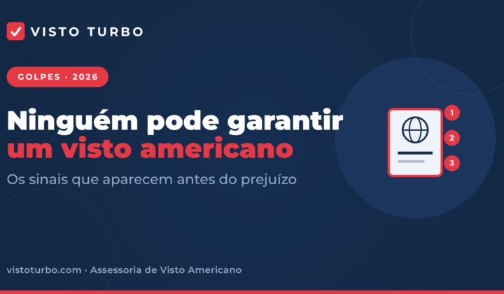 Capa Visto Turbo: como identificar o golpe do visto americano, os sinais da promessa de resultado e o que fazer antes de pagar